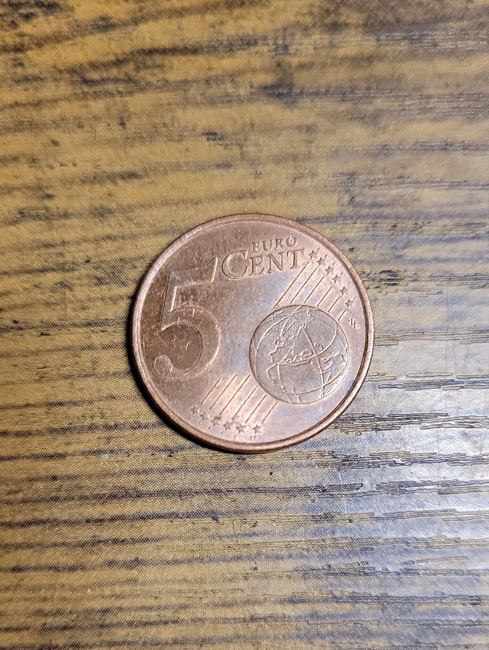 2001 Copper 5 Cent Euro Coin - Copper Color